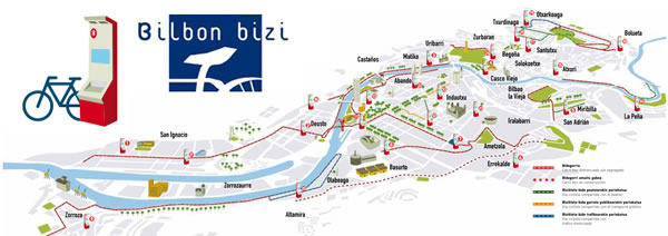 Plano bidegorris de Bilbao